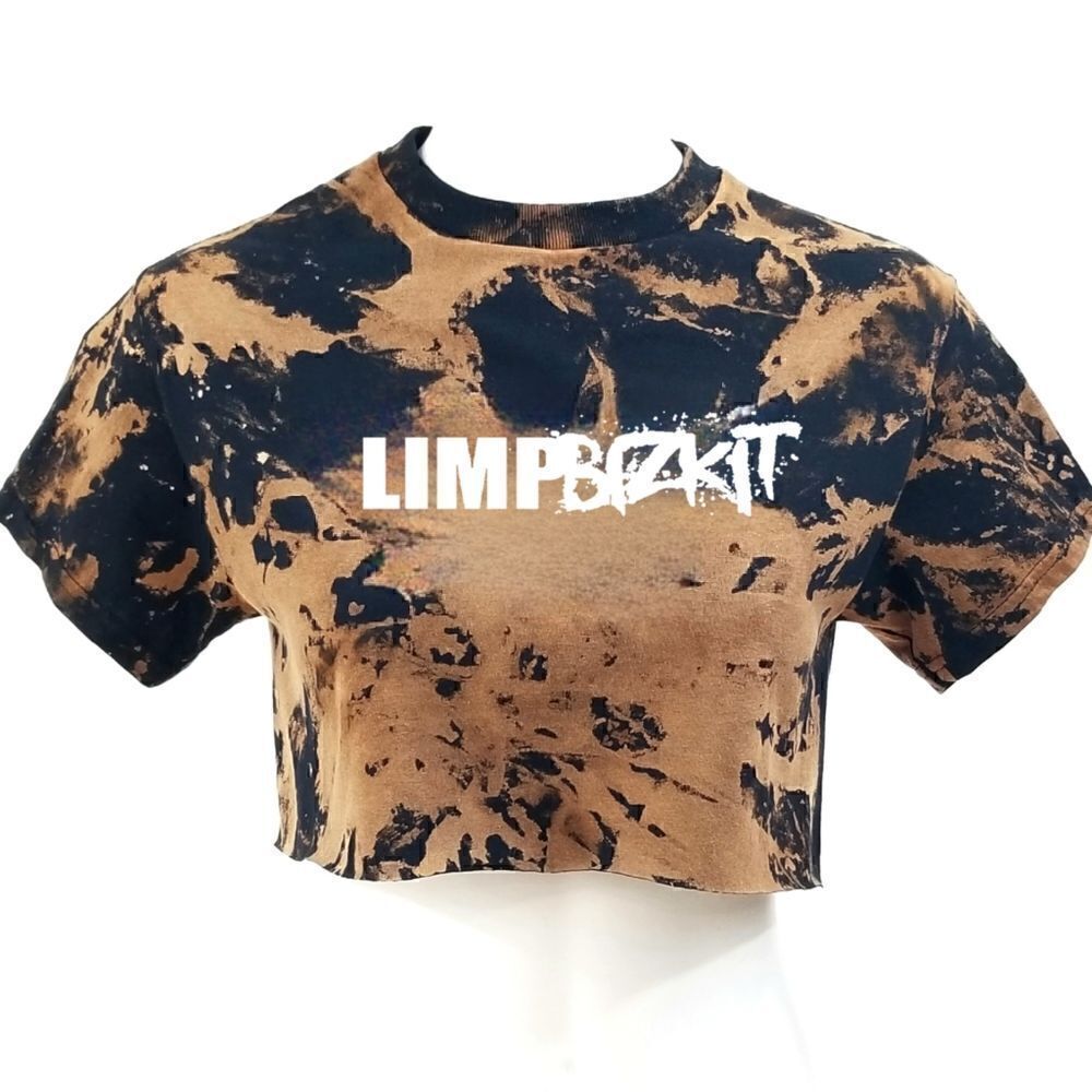 LIMP BIZKIT Acid Washed, Distressed Cropped Crop Top (Band Tee) Rock Tee Rap Tee